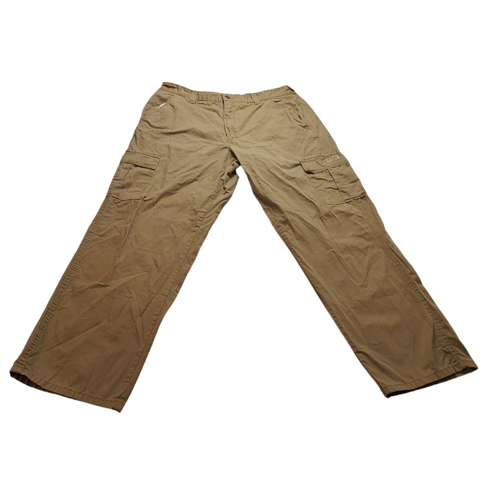Wrangler Authentic Issue Men's 36x31 Cargo Pants Khaki Tan Ripstop Cotton Zipfly